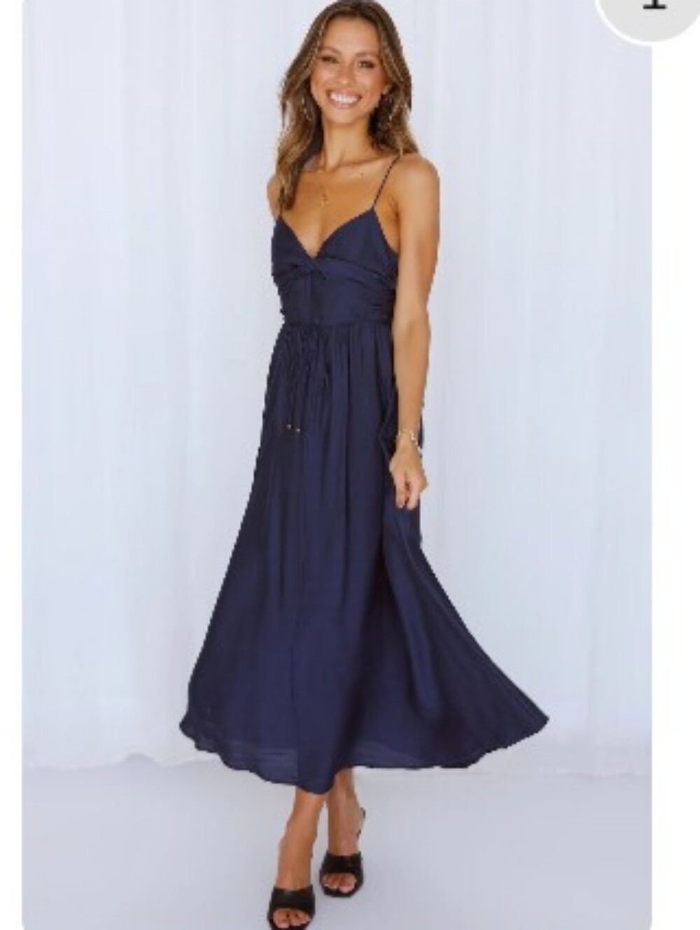 Hello Molly Navy Spaghetti-Strap Midi Dress